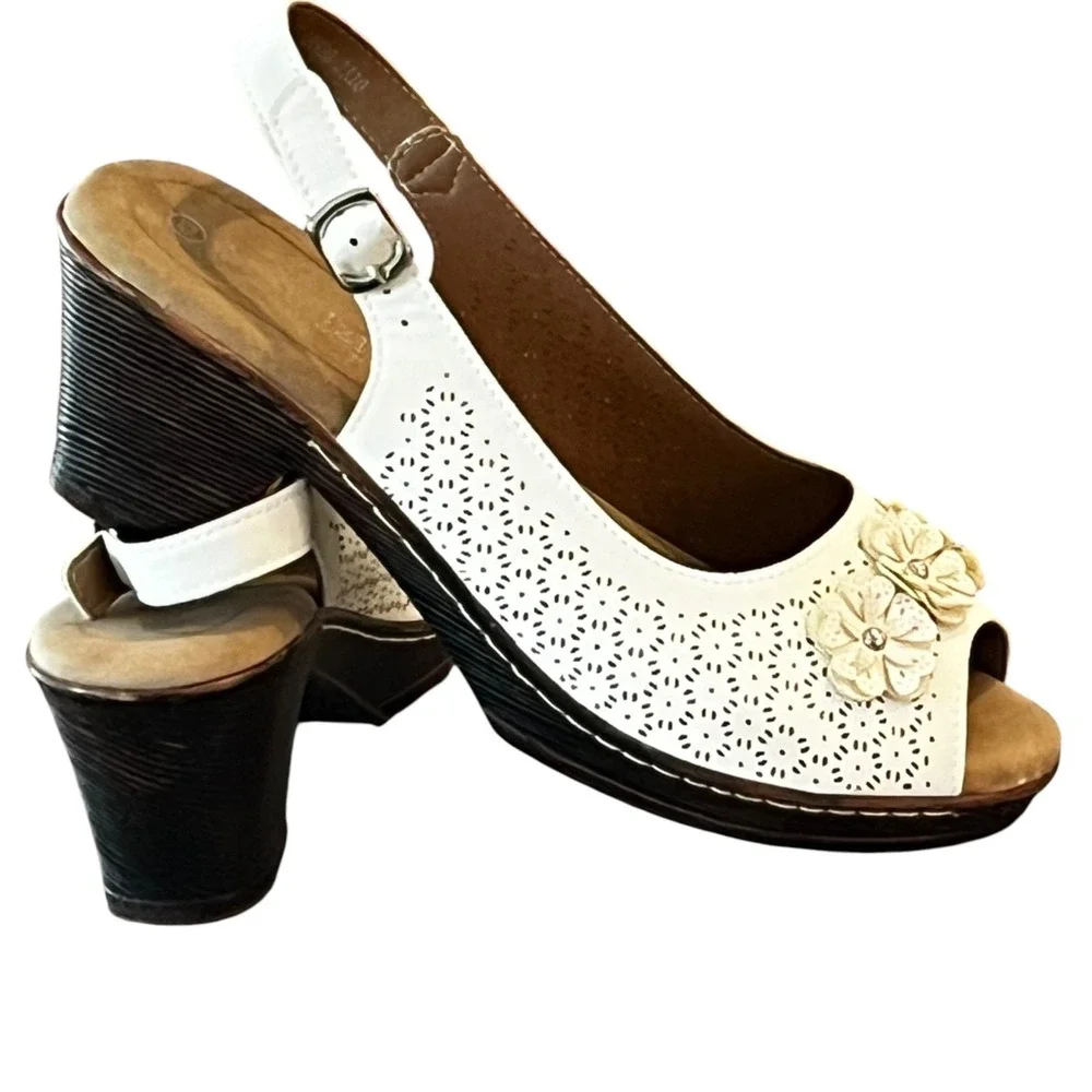 Patrizia By Spring Step Deedee Slingback Sandals Womens 42 White Perforated - Picture 1 of 11
